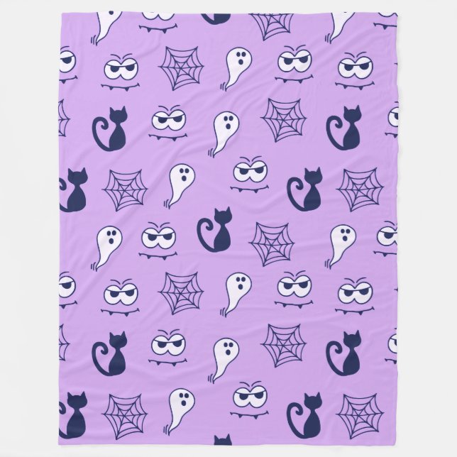 Ghost, Spindelnät och Svarta katter Lila Fleecefilt (Framsidan)