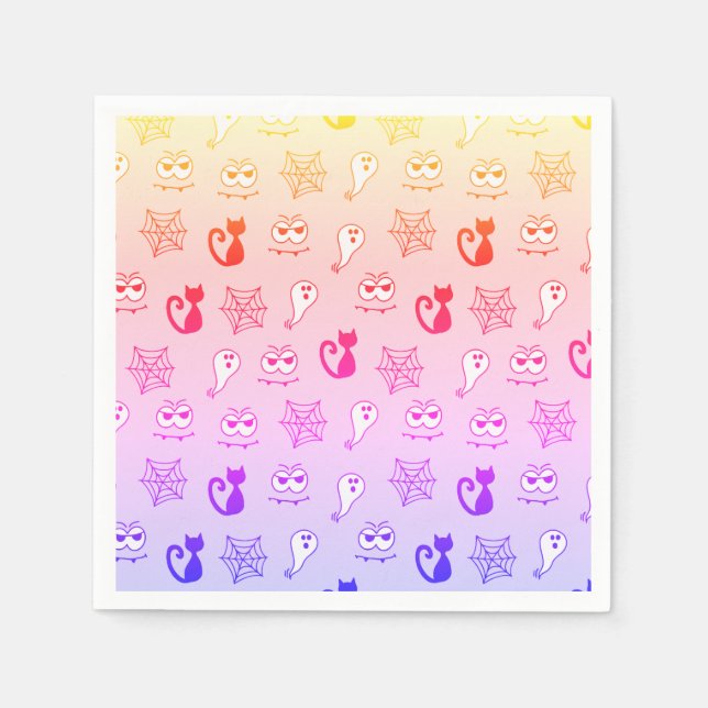 Ghost, Spindelnät och Svarta katter Rainbow Pappersservett (Framsidan)