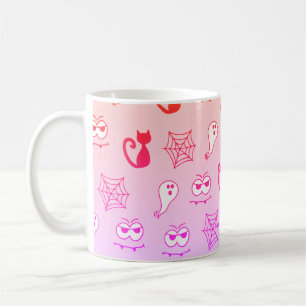 Ghost, Spindelnät och Svarta katter Rainbow Rosa Kaffemugg