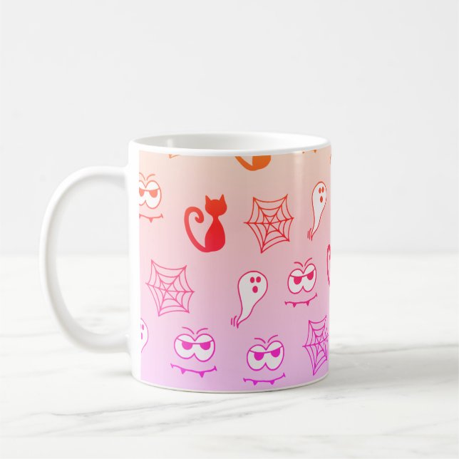 Ghost, Spindelnät och Svarta katter Rainbow Rosa Kaffemugg (Vänster)