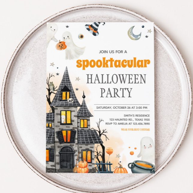 Ghost Spooktacular Halloween fest Inbjudningar (Spooktacular Ghost Halloween Party Invitation)