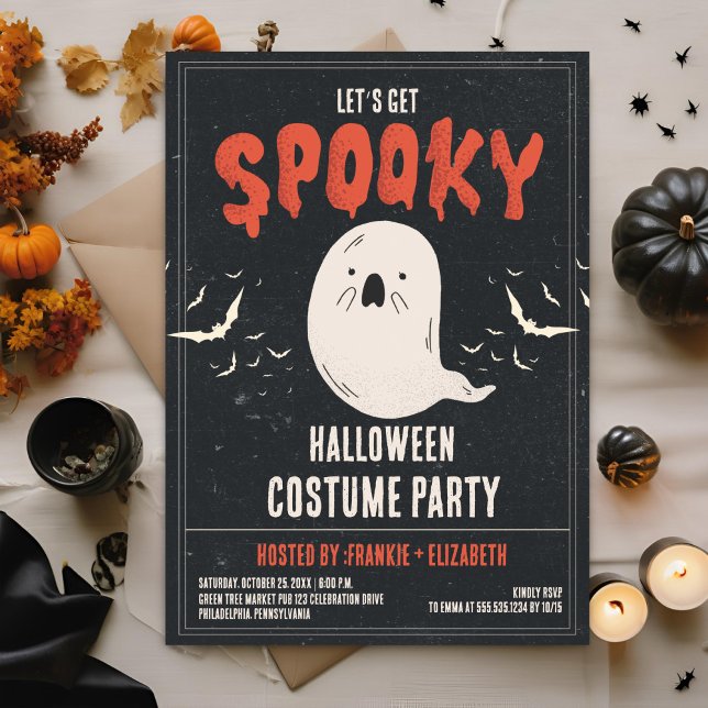 Ghost Spooky Halloween Costume Party Inbjudningar (Skapare uppladdad)
