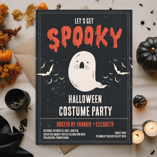 Ghost Spooky Halloween Costume Party Inbjudningar (Skapare uppladdad)