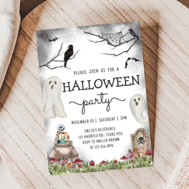 Ghost Spooky Halloween fest Inbjudningar (Spooky Ghost Halloween Party)