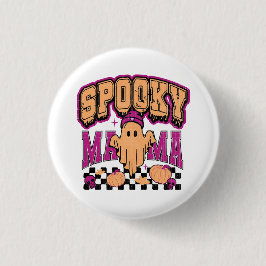 Ghost Spooky Mamma Retro Halloween Vintage Design Knapp