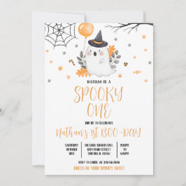 Ghost Spooky One Halloween Birthday Inbjudningar