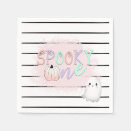 Ghost Spooky One Pastel Rosa Halloween Birthday Pappersservett