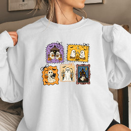 Ghost Stamps Kvinnors Halloween-sweatshirt | Söt C T Shirt