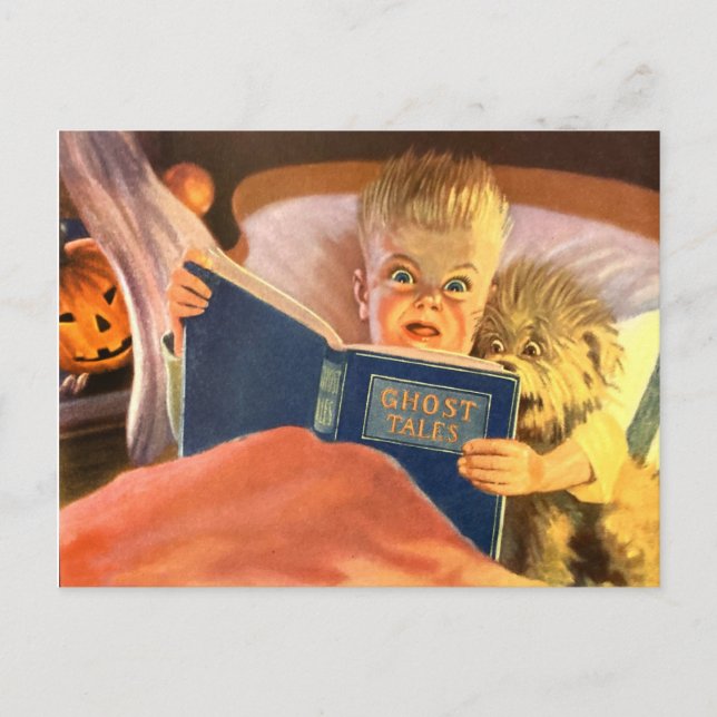 Ghost Stories Skrämt Boy och Hund Vykort (Framsida)