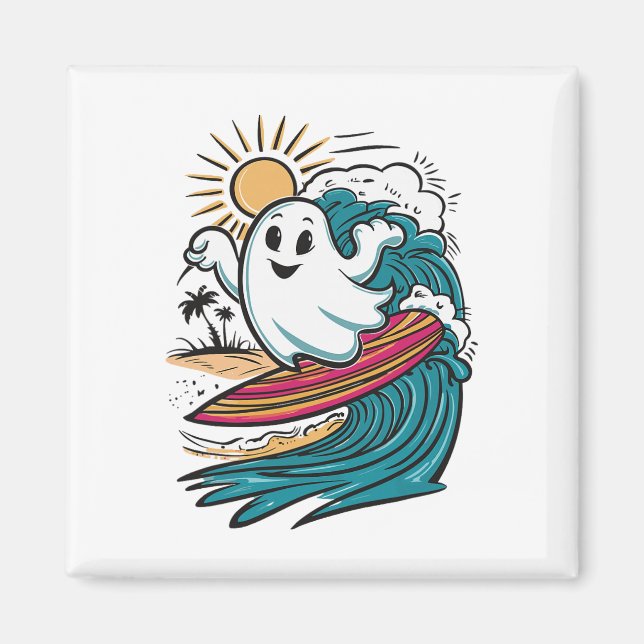 Ghost Surfing Surfbräda  Magnet (Framsidan)