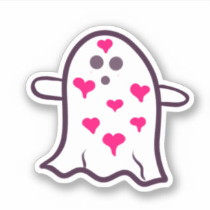 Ghost täckt i hearts klistermärken