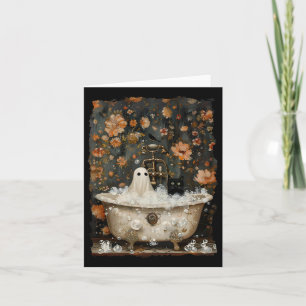 Ghost tar en tub i blomskogen Halloween vi Kort