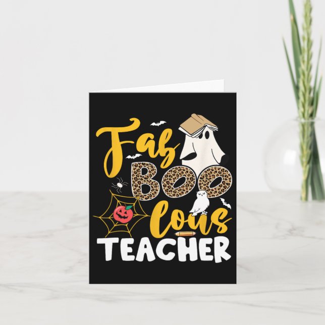 Ghost Teacher Fabulous Teaching School Halloween T Kort (Framsida)