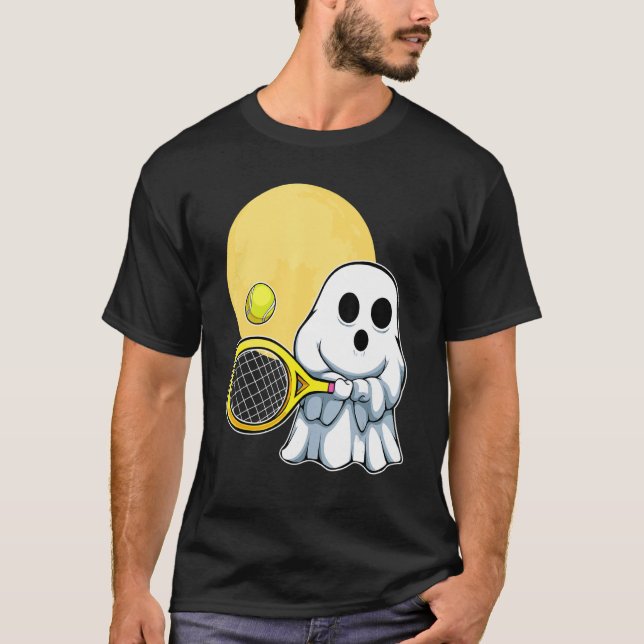 Ghost Tennis Player Lazy Halloween Costume Cute Sp T Shirt (Framsida)