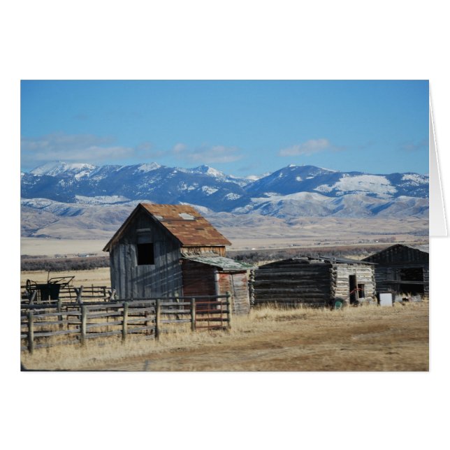 Ghost Town Mountain Scene Snö Hälsningskort (Framsidan Horizontal)