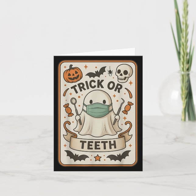 Ghost Trick eller Teeth Dental Tarot Card Hallowee Kort (Framsida)