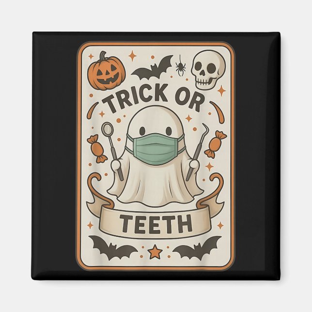 Ghost Trick eller Teeth Dental Tarot Card Hallowee Magnet (Framsidan)