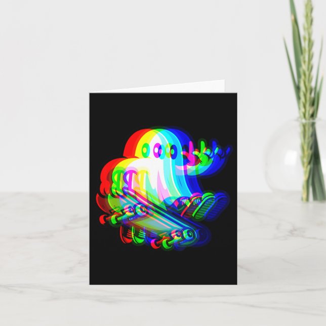 Ghost Trippy Vaporwave Halloween Techno Rave Edm Kort (Framsida)