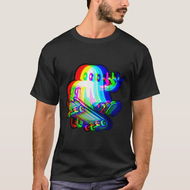 Ghost Trippy Vaporwave Halloween Techno Rave Edm T Shirt (Framsida)