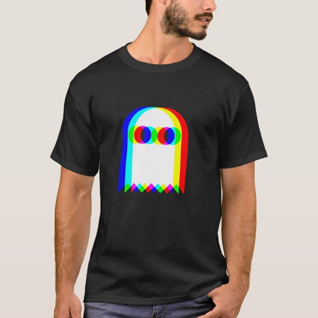Ghost Trippy Vaporwave Halloween Techno Rave EDM T Shirt (Framsida)