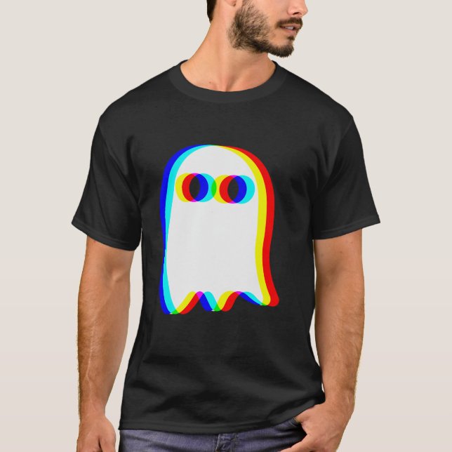 Ghost Trippy Vaporwave Halloween Techno Rave EDM T Shirt (Framsida)