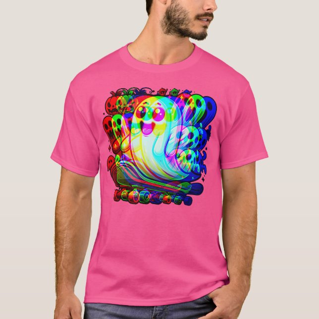 Ghost Trippy Vaporwave Halloween Techno Rave Edm T Shirt (Framsida)