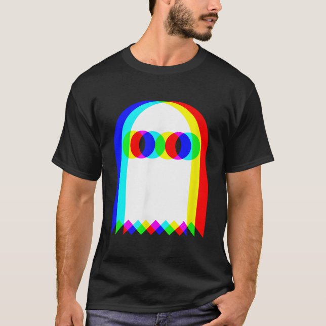 Ghost Trippy Vaporwave Halloween Techno Rave Edm T Shirt (Framsida)