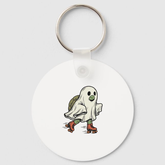Ghost Turtle Rullskridsko Vintage Halloween Desi Nyckelring (Framsida)