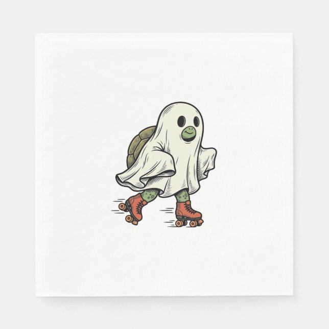 Ghost Turtle Rullskridsko Vintage Halloween Desi Pappersservett (Framsidan)