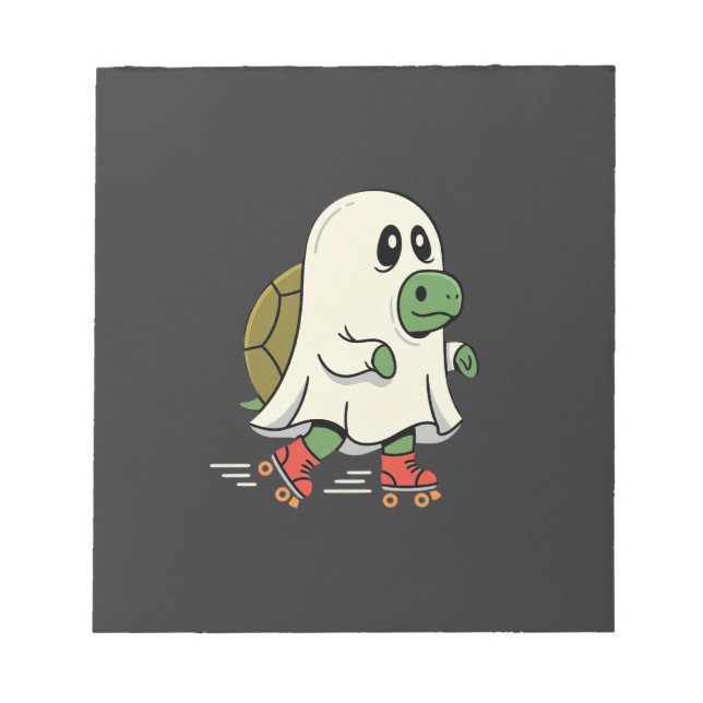 Ghost Turtle Rullskridskor Halloween Design_1 Anteckningsblock (Framsida)