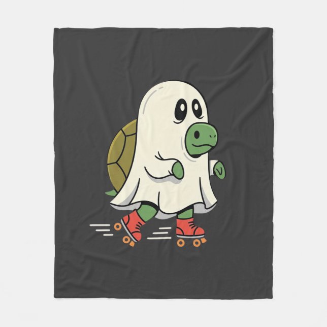 Ghost Turtle Rullskridskor Halloween Design_1 Fleecefilt (Framsidan)