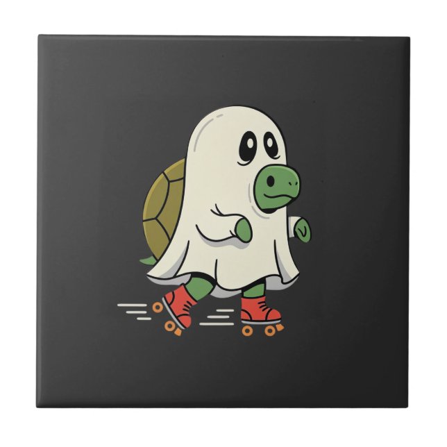 Ghost Turtle Rullskridskor Halloween Design_1 Kakelplatta (Framsidan)