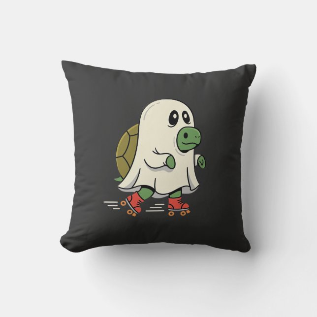 Ghost Turtle Rullskridskor Halloween Design_1 Kudde (Framsida)