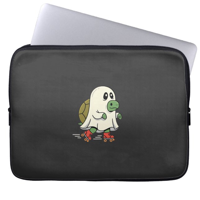 Ghost Turtle Rullskridskor Halloween Design_1 Laptop Fodral (Framsidan)
