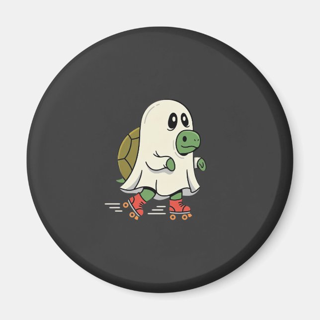 Ghost Turtle Rullskridskor Halloween Design_1 Magnet (Framsidan)