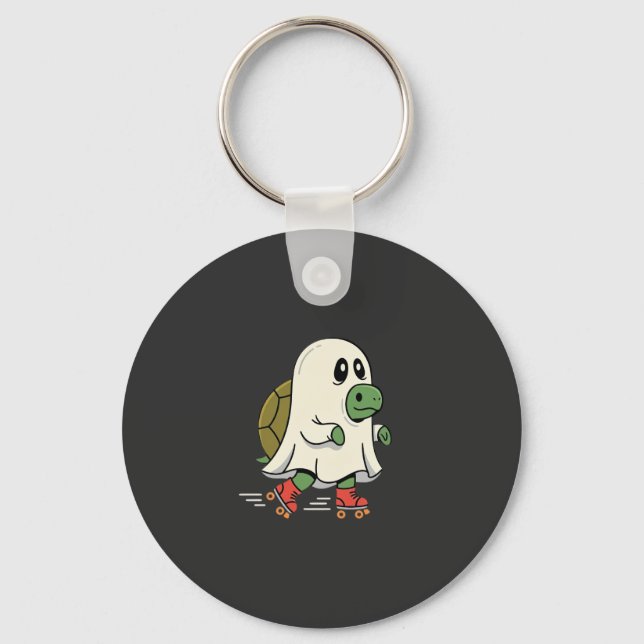 Ghost Turtle Rullskridskor Halloween Design_1 Nyckelring (Framsida)