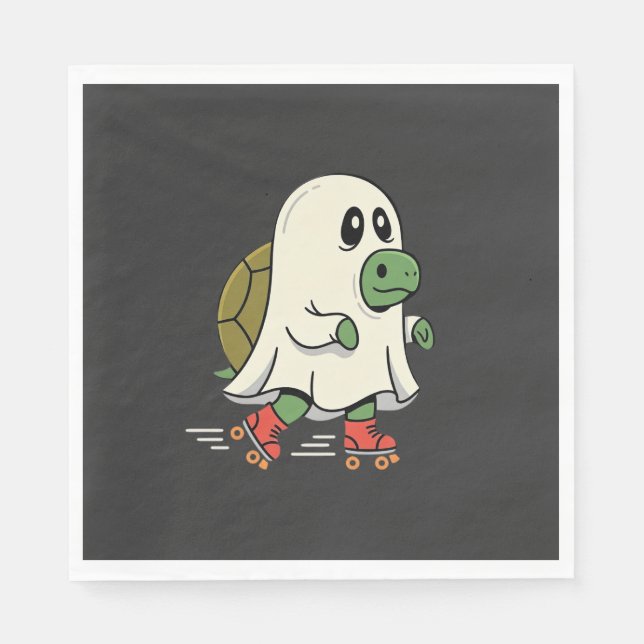 Ghost Turtle Rullskridskor Halloween Design_1 Pappersservett (Framsidan)