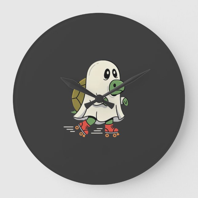 Ghost Turtle Rullskridskor Halloween Design_1 Stor Klocka (Framsida)