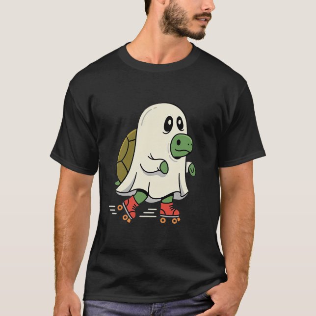 Ghost Turtle Rullskridskor Halloween Design_1 T Shirt (Framsida)