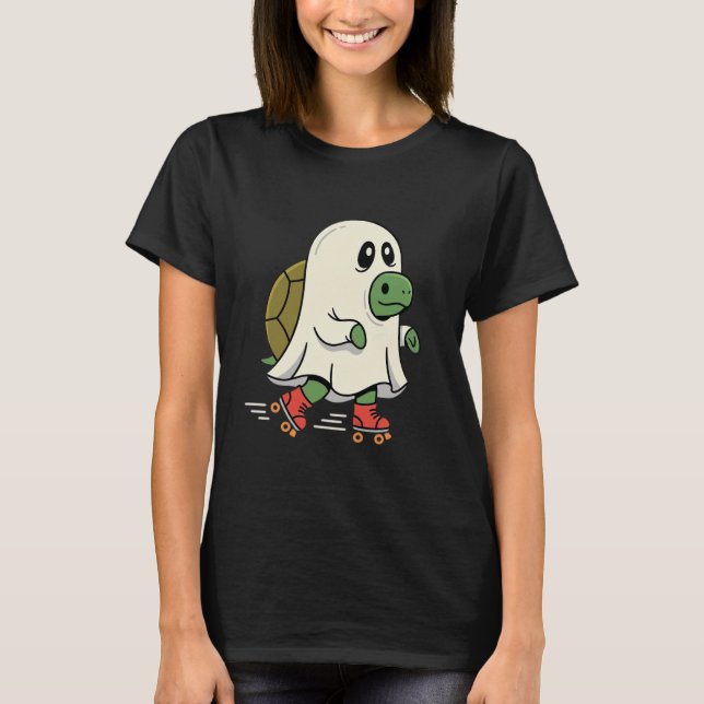 Ghost Turtle Rullskridskor Halloween Design_1 T Shirt (Framsida)