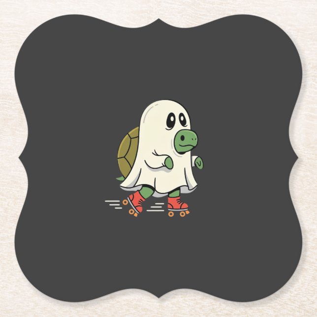 Ghost Turtle Rullskridskor Halloween Design_1 Underlägg Papper (Framsida)