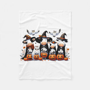 Ghost Uggla Cows Halloween Animals Cow Älskare Spo Fleecefilt