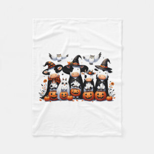 Ghost Uggla Cows Halloween Animals Cow Älskare Spo Fleecefilt