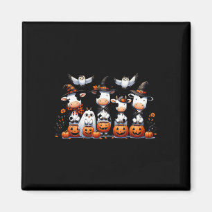Ghost Uggla Cows Halloween Animals Cow Älskare Spo Magnet