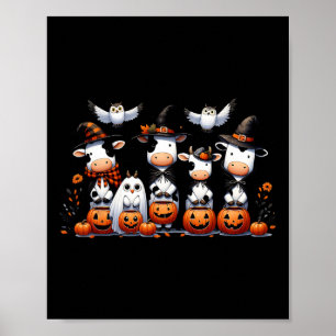 Ghost Uggla Cows Halloween Animals Cow Älskare Spo Poster