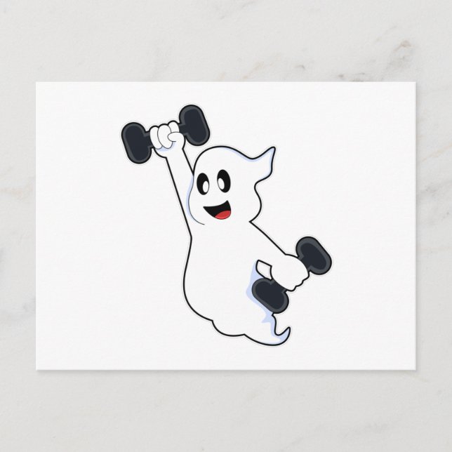 Ghost vid Strength Training med Dumbbells Vykort (Framsida)
