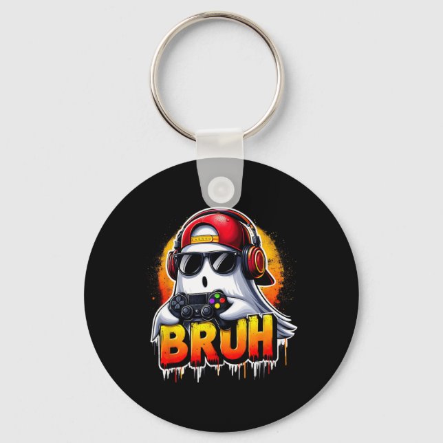 Ghost Video Game Bruh Halloween-spelstyrenhet Nyckelring (Framsida)