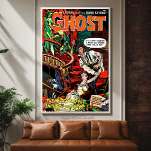 Ghost Vintage Horror Tecknads Witch-samtal Poster