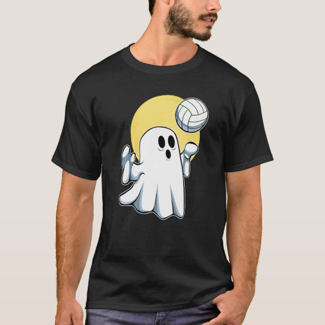 Ghost Volleyball Player Lazy Halloween Costume T Shirt (Framsida)