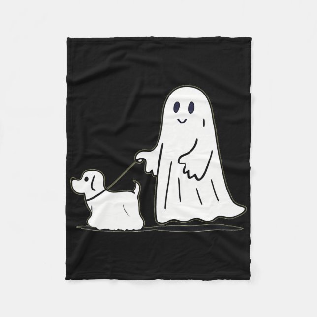 Ghost Walking Hund Ghostie Funny Halloween Hund Kä Fleecefilt (Framsidan)